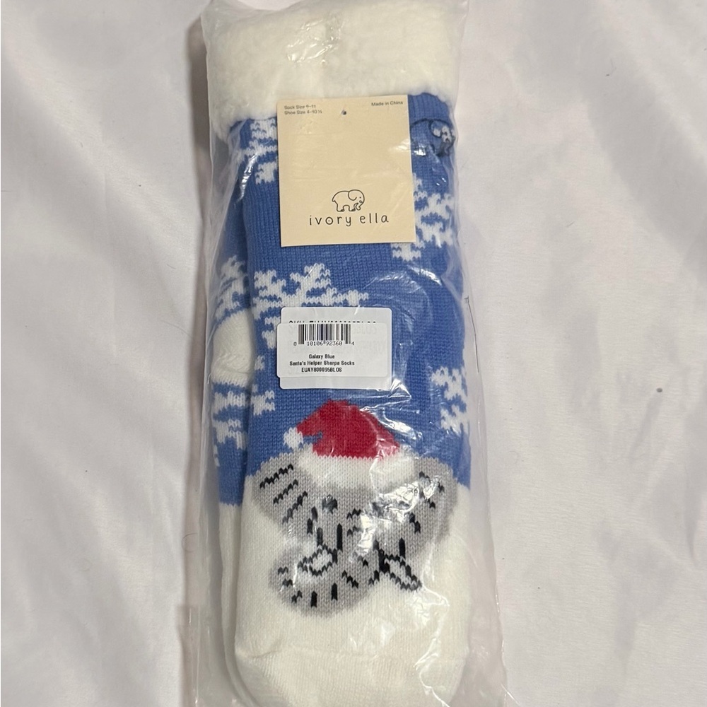 Ivory Ella Snowflake Socks - Blue and White